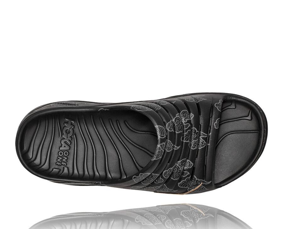 Chanclas Hoka One One Hombre - Ora Recovery Cny - Negras/Doradas - HCP653180